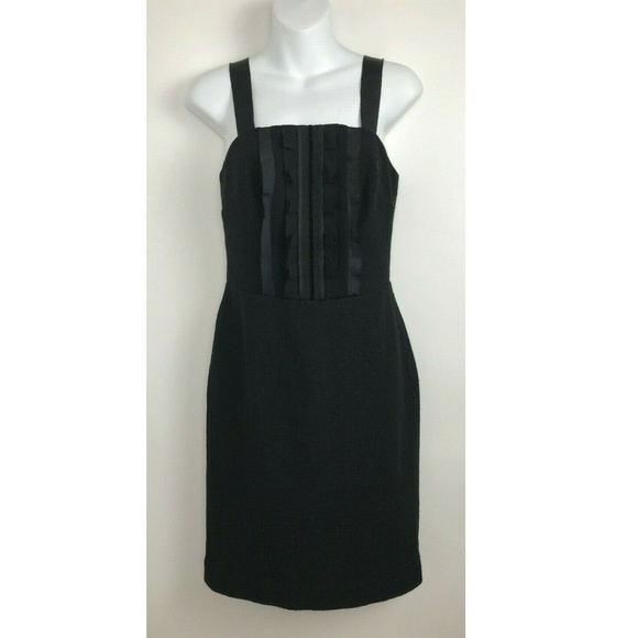 Banana Republic Black Wool Ruffle Front Dress Sz 2 - Picture 1 of 8